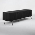 NTC Veil TV Stand with 4 Doors for TVs up to 75’’, Media Console with Vertical Groove Design and Metal Legs, Modern Entertainment Center for Living Room and Bedroom, Effortless Assembly, Burnt Black