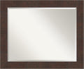 Amanti Art Brown Bathroom Mirror for Over Sink, 27x33 Wildwood Brown Rectangle Vanity Mirror, Large Rustic Farmhouse Frame, Hangs Horizonally and Vertically, Bathroom Wall Decor, Beveled Edge