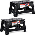 ACSTEP Foldable Step Stool for Kids and Adults,15-Inch Extra Wide 9-Inch Height Step Stool(2 Pack) More Safe and Comfortable Holds Up to 300 lbs Folding Step Stool for Bathroom, Garden, Kitchen（Black）