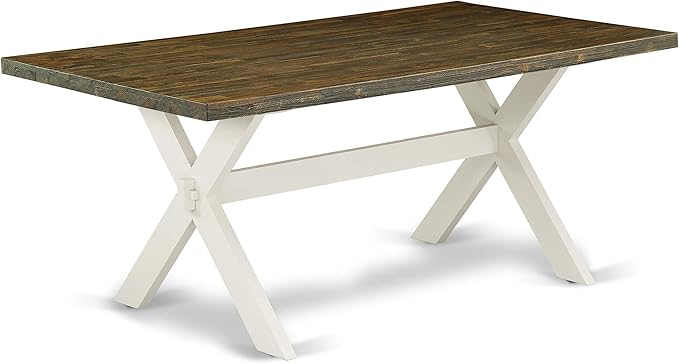 East West Furniture X077VE005-5 5 Piece Dining Room Table Set Includes a Rectangle Kitchen Table with X-Legs and 4 Grey Linen Fabric Parson Dining Chairs, 40x72 Inch, Multi-Color