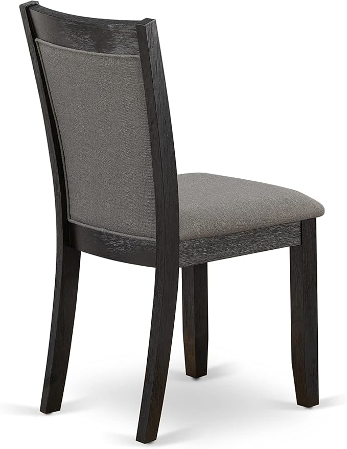 East West Furniture X677MZ650-6 6 Piece Kitchen Table Set Contains a Rectangle Dining Table and 4 Dark Gotham Grey Linen Fabric Parson Chairs with a Bench, 40x72 Inch, Multi-Color