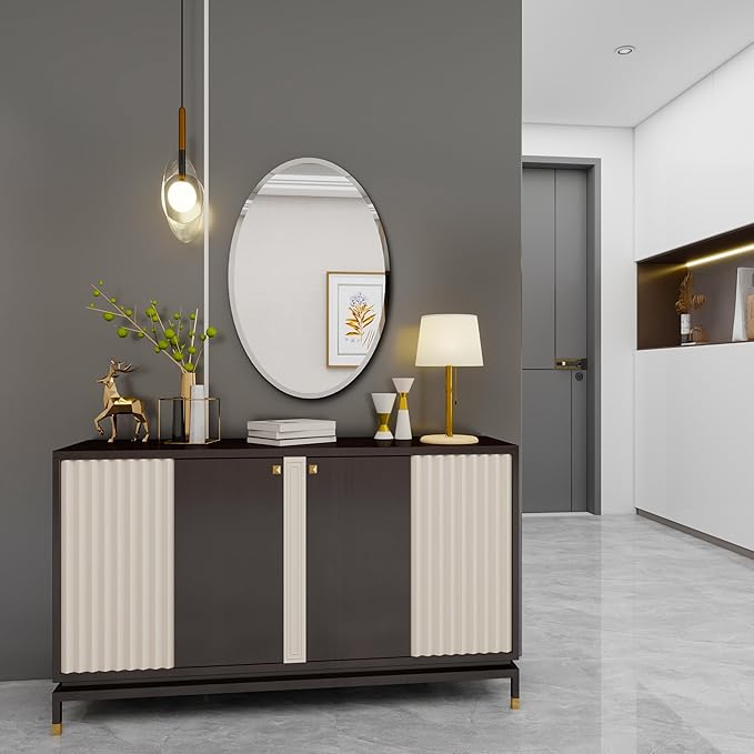 Oval Bathroom Mirror, 18X26 inch Oval Frameless Mirror, Frameless Mirrors for Bathroom,Beveled Bathroom Mirror.