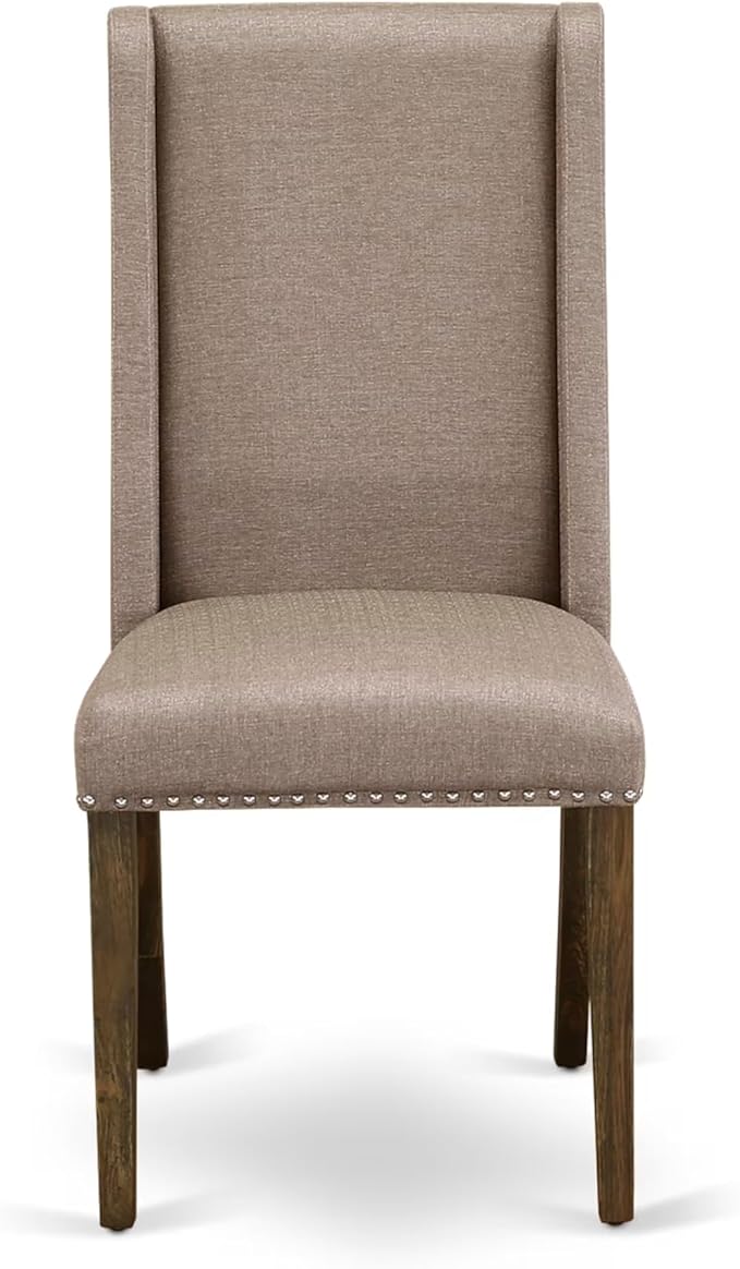 East West Furniture V777FL716-5 5 Piece Dining Table Set for 4 Includes a Rectangle Kitchen Table with V-Legs and 4 Dark Khaki Linen Fabric Upholstered Chairs, 40x72 Inch, Multi-Color