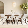 COLAMY Upholstered Dining Chairs Set of 6, Modern Kitchen Chairs with Back, Farmhouse Fabric Side Dining Room Chairs with Wood Legs for Dining Room Kitchen Restaurant, Beige