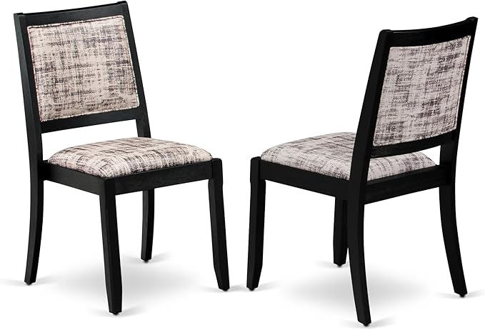 East West Furniture LGX27-BLK-30 -7 Piece Dining Set Includes a Rectangular Kitchen Table with Black Tabletop and 6 Stackable Polyester Fabric Chairs, Black