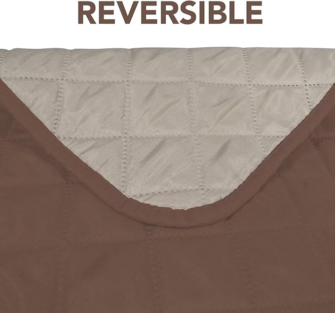 PureFit Reversible Sofa Cover Water Resistant Recliner Couch Cover, Machine Washable Furniture Cover with Adjustable Strap for Dogs, Pets (Recliner, Brown/Beige)