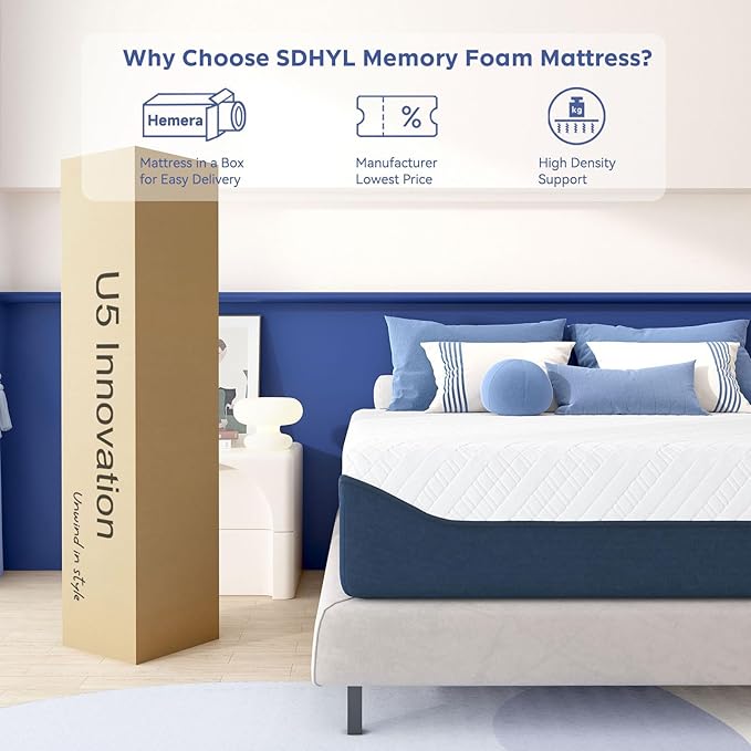 SDHYL King Mattress, 12 Inch Gel Infused Memory Foam Mattress for Good Sleep, Bed in a Box Mid Firm CertiPUR-US Certified & Fiberglass Free, Washable Cover, 80"*76"