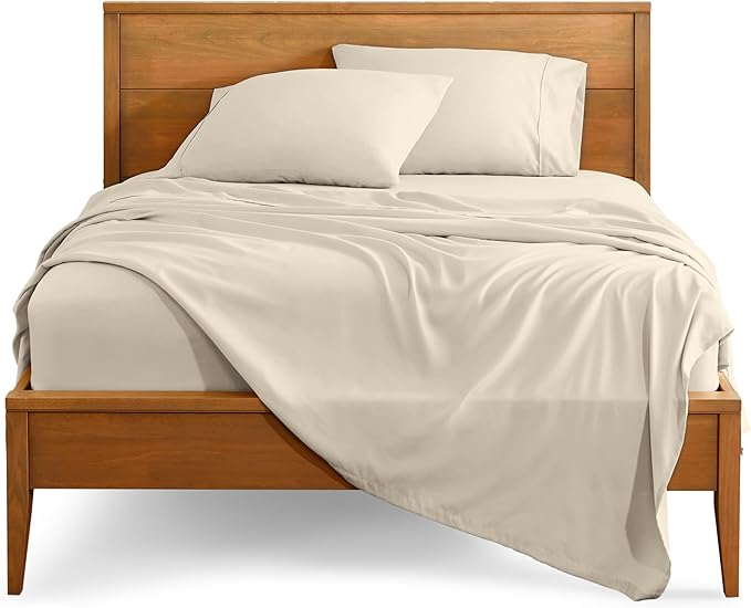 Bare Home Queen Sheet Set - Luxury 1800 Ultra-Soft Microfiber Bed Sheets - Double Brushed - Deep Pockets - Easy Fit - 4 Piece Set - Bedding Sheets & Pillowcases (Queen, Sand)