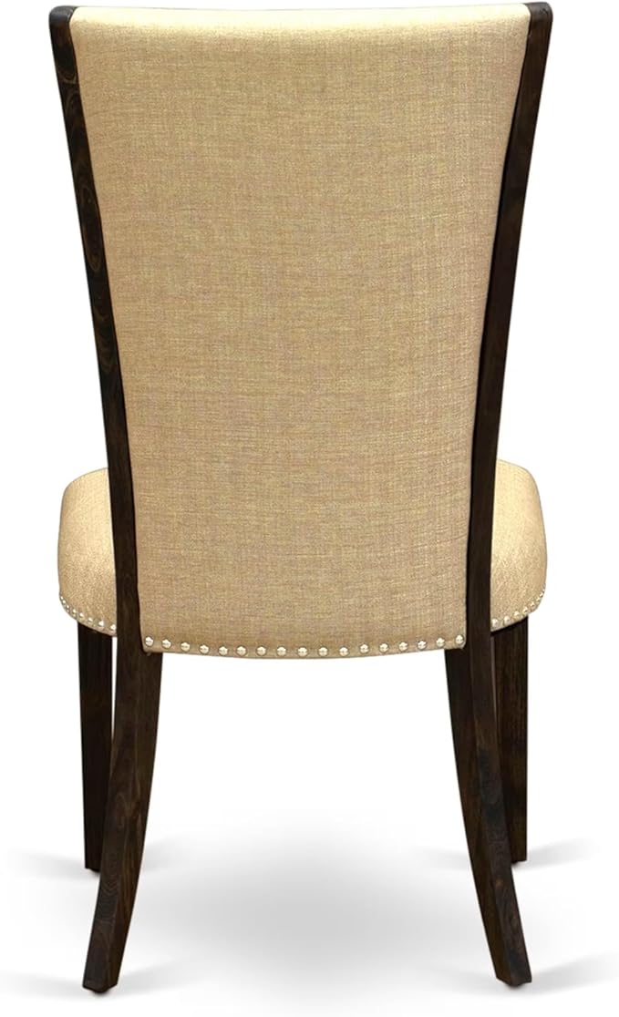 East West Furniture V777VE703-5 5 Piece Dinette Set for 4 Includes a Rectangle Dining Room Table with V-Legs and 4 Brown Linen Fabric Upholstered Parson Chairs, 40x72 Inch, Multi-Color