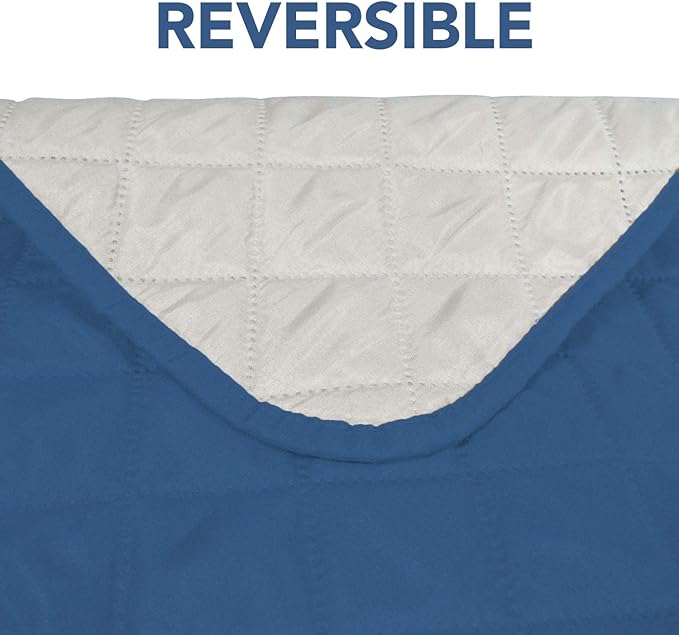 PureFit Reversible Sofa Couch Cover Water Resistant Couch Covers for 3 Cushion, Washable Furniture Cover with Non-Slip Foam and Adjustable Strap for Dogs, Pets (Oversized Sofa, Blue/Ivory)
