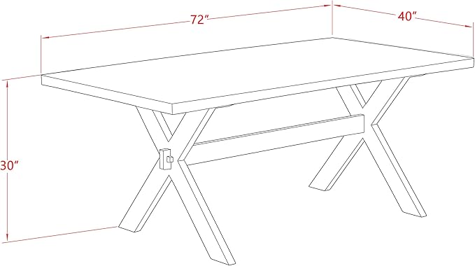 East West Furniture X727VE703-7 7 Piece Modern Dining Table Set Consist of a Rectangle Wooden Table with X-Legs and 6 Brown Linen Fabric Upholstered Parson Chairs, 40x72 Inch, Multi-Color