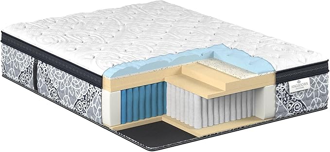 Kingsdown Firm Euro Pillow Top Hybrid Queen Mattress Cooling Gel Memory Foam Layer Multi-Layered Motion Isolation Cool Sleep Quilted Top Luxury Mattresses, 15-inch, Passions Engleson