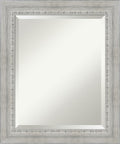 Amanti Art White Bathroom Mirror for Over Sink, 25x21 Rustic White Wash Rectangle Vanity Mirror, Small Rustic Farmhouse Wood Frame, Hangs Horizonally and Vertically, Bathroom Wall Decor, Beveled Edge