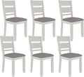 Dining Chairs Set of 6, Solid Wood Farmhouse Chairs with High Back and Upholstered Seat, Easy Assembly for Indoor Home, Dinner, Kitchen, Grey