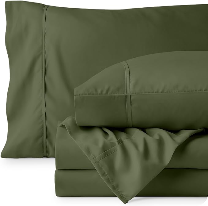 Bare Home Queen Sheet Set - Luxury 1800 Ultra-Soft Microfiber - Double Brushed - Deep Pockets - Easy Fit - 4 Piece Set - Bedding Sheets & Pillowcases (Queen, Cypress)