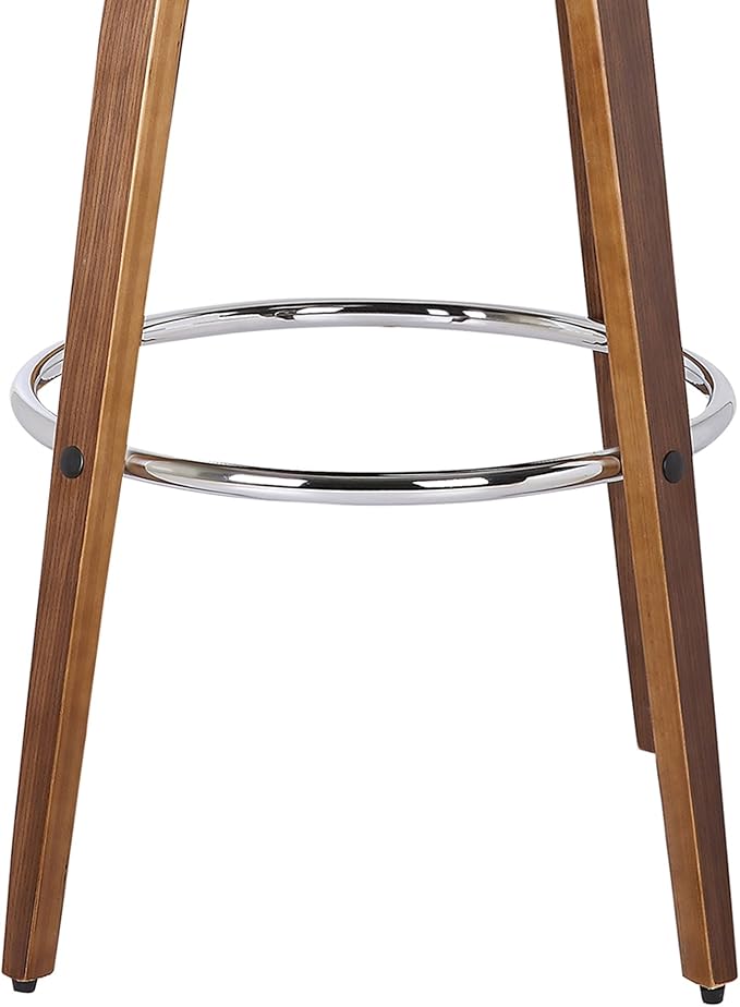 Armen Living Sonia 26" Counter Height Swivel Brown Faux Leather and Walnut Wood Bar Stool - Set of 3
