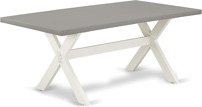 East West Furniture X097SI215-7 7 Piece Dining Table Set Consist of a Rectangle Kitchen Table with X-Legs and 6 Baby Blue Linen Fabric Parson Dining Room Chairs, 40x72 Inch, Multi-Color