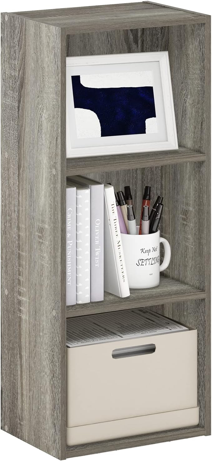 Furinno Luder Bookcase / Book / Storage , 3-Tier, Frenck Oak