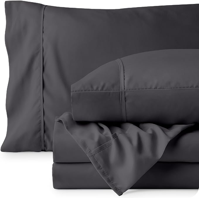 Bare Home King Sheet Set - 1800 Ultra-Soft Microfiber King Bed Sheets - Double Brushed - Deep Pockets - Easy Fit - Extra Soft - 4 Piece Set - Bedding Sheets & Pillowcases (King, Forged Iron Grey)