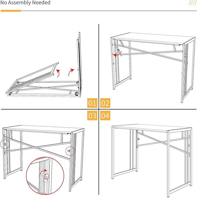 Narrow Folding Computer Desk 35 inch, Writing Gaming Computer Desk for Small Spaces, No Assembly Required Small Office Table, Grey