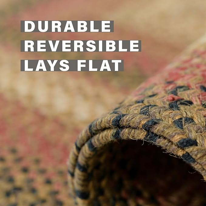 Russet Multi Color Jute Braided Rug Runner, 22x72 Rectangle - Warm Country Decor, Perfect for Laundry Rooms, Kitchens and Entryways - Reversible and Easy to Clean