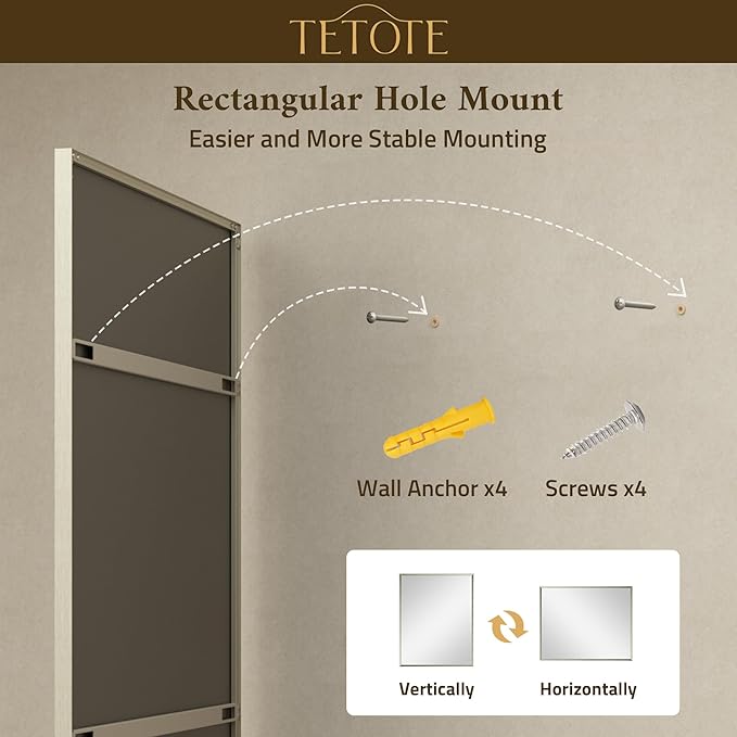 TETOTE Brushed Nickel Mirror for Bathroom Sink 24" x 32" Beveled Frame Brushed Nickel Vanity Rectangle Mirror for Bathroom Wall, Modern Farmhouse, Tempered Glass, Shatterproof, Stronger Frame