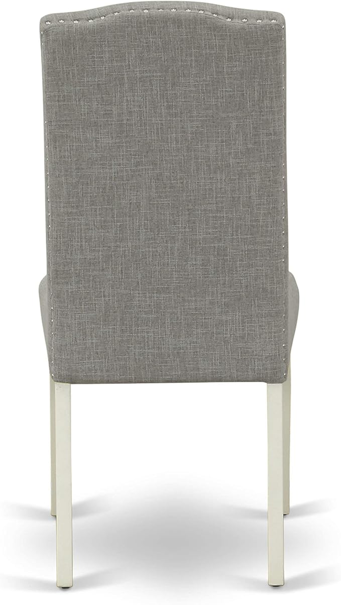 East West Furniture CAEN7-LWH-06 7 Piece Dining Room Furniture Set Consist of a Rectangle Dining Table and 6 Dark Shitake Linen Fabric Parsons Chairs, 36x60 Inch, Linen White