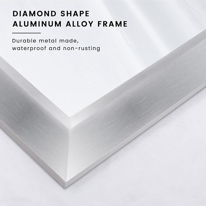 Amorho 60x36 Inch Bathroom Mirror Silver, Thick Metal Framed Wall Mirrors for Over Sink, Brushed Nickel Mirror Perfect for Bedroom, Living Room, Entryway, Rectangle (Horizontal/Vertical).