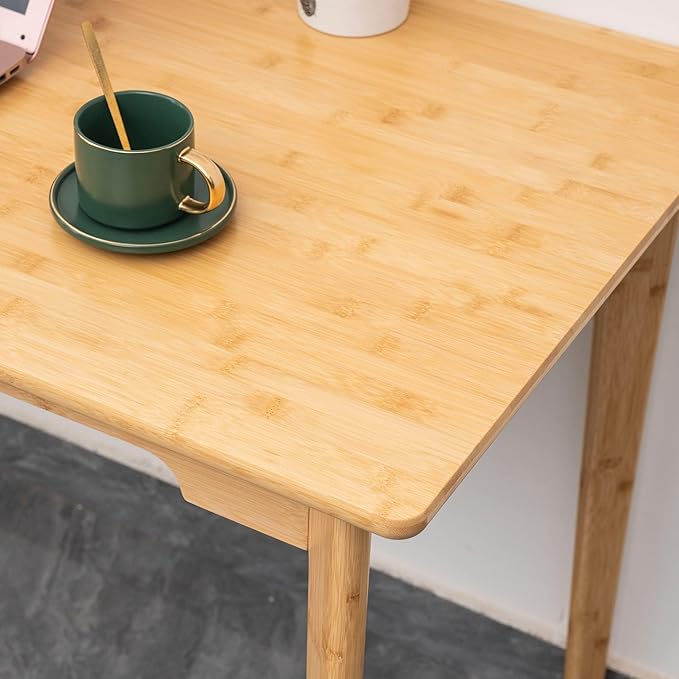 Maydear 47" Bamboo Writing Desk Multipurpose Table, Modern Simple Computer Desk Dining Table for Bedroom, Living Room, Home and Office, Kitchen