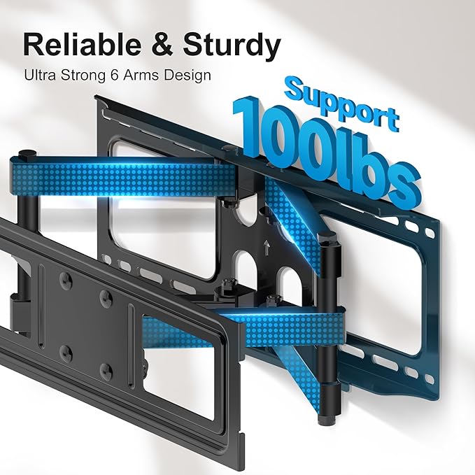 Full Motion TV Wall Mount for Most 26"-70" Flat/Curved TV, Swivel Tilt Bracket with Articulating Dual Arms, Support 100lbs, Max VESA 400x400mm, Fits 12”/16" Wood Stud (MA570)