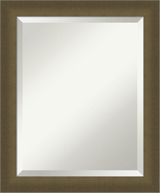 Amanti Art Bronze Bathroom Mirror for Over Sink, 24x20 Blaine Light Bronze Narrow Rectangle Vanity Mirror, Small Modern Contemporary Frame, Hangs Horizonally and Vertically, Bathroom Wall Decor