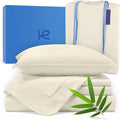 Kickoff Viscose Bamboo Sheets California King Size 4-pc 100% Organic Bamboo Viscose Bed Cooling Sheets Cal King Set Cool Bedding for hot Sleepers Sheet, Flat, Fitted, Pillowcases (Buttercream, CK)