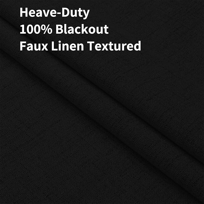 Joydeco Custom 100% Blackout Long Drapes for Bedroom Living Room Blackout Darkening Curtain Thermal Insulated Back tab Rod Pocket 1 Panel(Black,Custom Size)