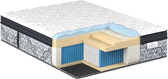 Kingsdown Passions Kelbrooke 16" Plush Euro Pillow Top Hybrid Mattress California King, Gel Memory Foam Layer Motion Isolation Quilted Top Premium Mattress