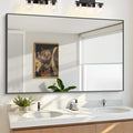 KOCUUY 60x36 Inch Large Black Wall Mounted Mirror,Aluminum Framed Decorative Rectangular Bathroom Mirror for Wall Over Sink,Vanity Mirror for Bedroom Living Room Bathroom,Functional Oversized Mirror