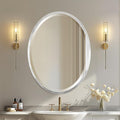 OVALCREST - Oval Wooden Beveled Wall Mirror for Home Decor, Bathroom, Vanity, Bedroom, Living Room, Hallway - London Style (Silver Leaf with Brown Antique) 21.1 x 25.1