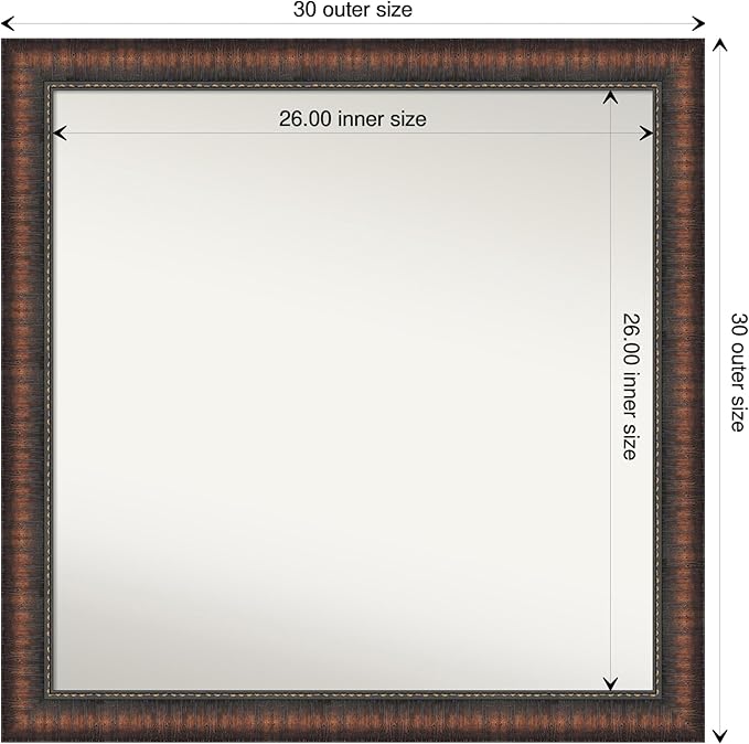 Amanti Art White Bathroom Mirror for Over Sink, 29x29 Cabinet White Narrow Square Vanity Mirror, Large Modern Frame, Hangs Horizonally and Vertically, Bathroom Wall Decor, Non-Beveled Edge
