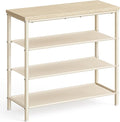VASAGLE Shoe Rack, 4-Tier Shoe Storage Organizer for Entryway and Closet, Holds 9-12 Pairs of Shoes, 3 Fabric Shelves, Steel Frame, Modern, Natural Beige and Pearl White ULBS035K01