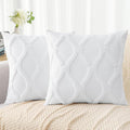 decorUhome Throw Pillow Covers 18x18 Inch Set of 2, Soft Plush Faux Fur Wool Pure White Couch Pillow Covers, Decorative Neutral Pillow Cases for Bed Sofa Living Room Home Decor