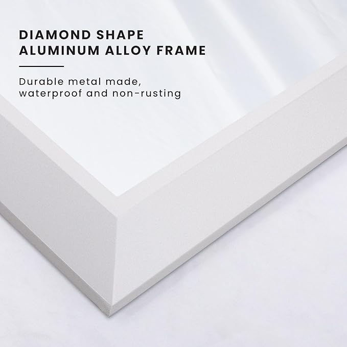 Amorho Bathroom Mirror, 40X38 Inch White Thick Metal Framed Wall Mirrors for Over Sink, Bedroom, Living Room, Entryway, Rectangle Wall-Mounted Mirrors(Horizontal/Vertical).