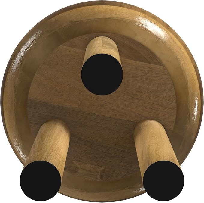 Natural Mango Wood 3-Leg End/Side Round Table