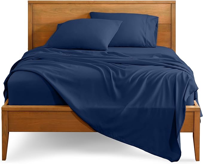 Bare Home King Sheet Set - Luxury 1800 Ultra-Soft Microfiber King Bed Sheets - Double Brushed - Deep Pockets - Easy Fit - 4 Piece Set - Bedding Sheets & Pillowcases (King, Dark Blue)