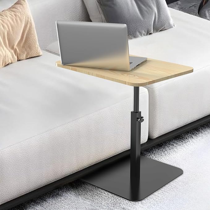 C Table for Sofa, C Table Adjustable Height, Living Room/Bedroom Small C Side, Tables for Small Spaces Table, Living Room Table, Bedroom Table, Bedside Table(Pine Wood) (Natural Color)