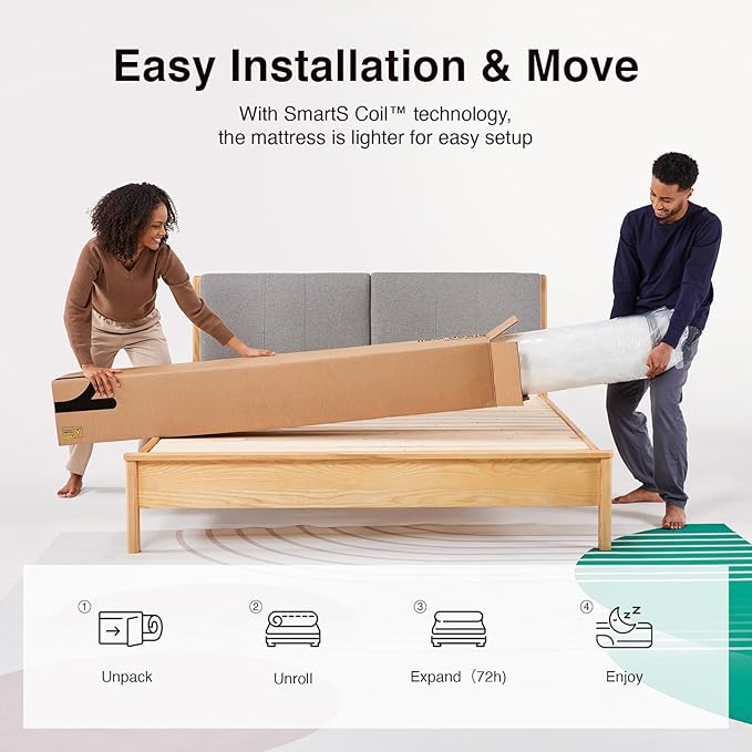 Novilla Full Size Mattress, 14 Inch Full Mattresses in a Box with Smarts™ Pocket Coil for Pressure Relief, Medium Firm Foam and Spring Hybrid Colchones with CertiPUR-US Certified