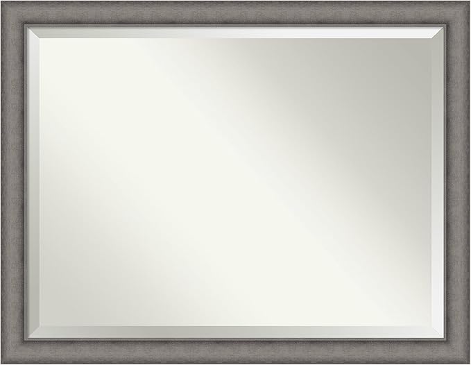Amanti Art Grey Wall Mirror 35x45 Burnished Concrete Rectangle Bathroom Mirror for Wall Decor Living Room, X-Large Modern Contemporary Wood Frame, Hangs Horizonally and Vertically, Bathroom Decor