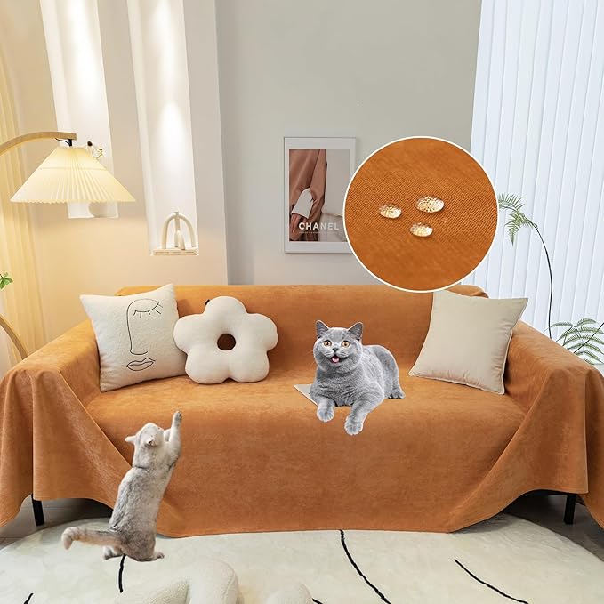 STACYPIK Orange Dogs Sofa Cover Waterproof, Non Slip Couch Cover for Sectional, Anti-Scratch Furniture Protector for 2 Cushion Couch, Loveseat Cover for Pets, Outdoor Multi-use Sofa Slipcover-71X118I