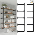 Industrial Pipe Shelf Brackets Wall Mount,Open Black Pipe Shelving for Kitchen,Floating Shelf Brackets Mount,Open Bookshelf Brackets for Shelves,Wall Shelves 12 Inch Deep(2PcsX5Tier,61" Tall)