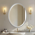 OVALCREST - Oval Wooden Beveled Wall Mirror for Home Decor, Bathroom, Vanity, Bedroom, Living Room, Hallway - London Style (Silver Spray) 31.1 x 41.1