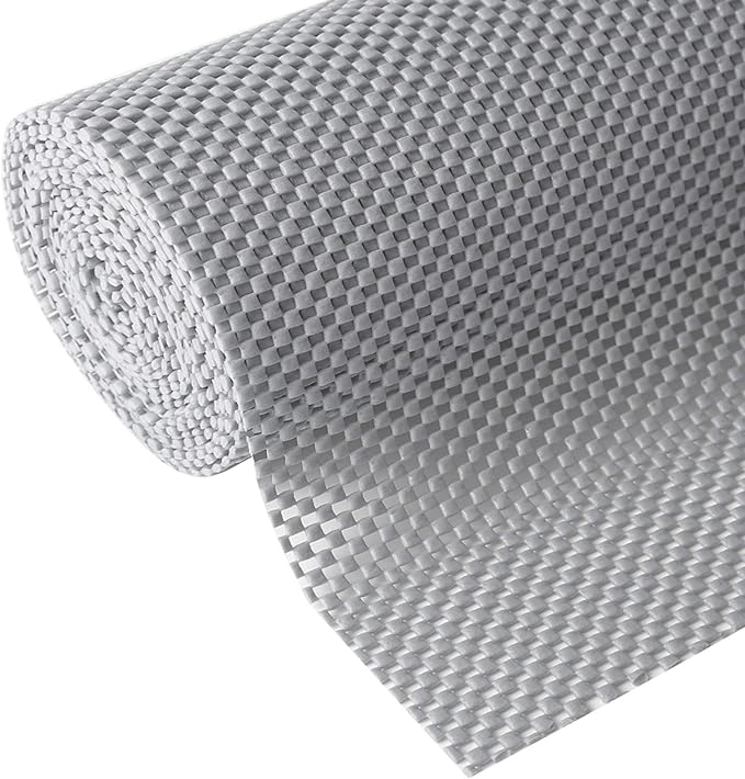 Shelf and Drawer Liner, Non-Adhesive Non Slip and Grip Durable Clean Pad Full Size 17.7 Inches x 20 Feet for Drawers, Shelves, Cabinets, Storage, Kitchen, Desks, Kitchenware, Tableware, Light Gray