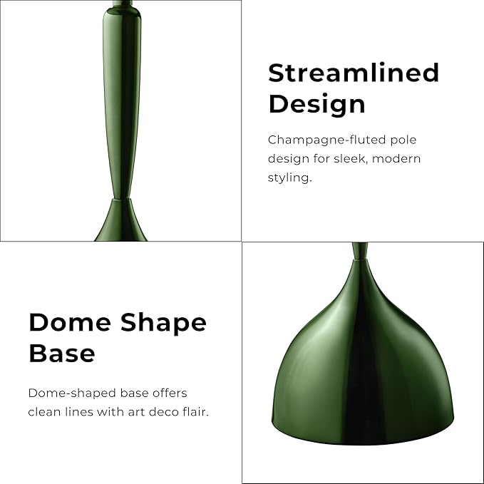 HOMES: Inside + Out Halric Modern 24" Tall Round End Table with Decorated Tabletop and Iron Metal Base, Accent Furniture, Elegant Pedestal Stand for Living Room, Home Office, Chrome Green